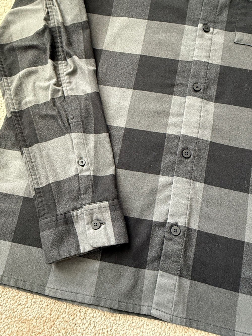 Lululemon Masons Peak Black Grey Flannel Button Up Shirt - Picture 5 of 10